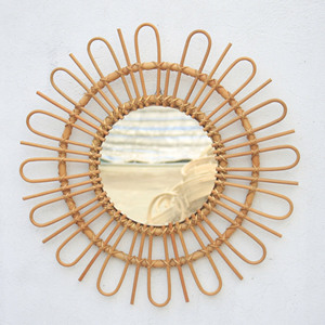 Espejo de Pared Boho de Lujo, Fabricado en Vietnam, Decoración Moderna para el Hogar, Colgante, Ecológico, Redondo, de Ratán y Vidrio, Color Beige - Product Image 5
