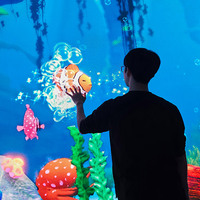 Pantalla LED Interactiva con Sensor de Proyección y Software de Dibujo Táctil para Cafetería Infantil con Temática Submarina, Personalizable