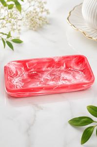 Plateau de service rectangulaire en résine aspect marbre vert, 3 sections, qualité alimentaire, fait main, pour apéritifs et collations de soirée - Product Image 2