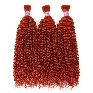 Cheveux humains bouclés Remy en vrac, couleur rougeâtre, 100 % cheveux Remy, mèches à tisser, taille personnalisée - Product Image 6