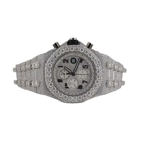Reloj Cronógrafo Tonneau de Lujo para Hombre, Acero Inoxidable, Esfera Analógica con Incrustaciones de Diamantes, Movimiento Mecánico, 43 mm - Product Image 1