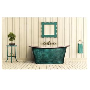 Bañera de Cobre Independiente de Lujo con Pátina Verde, Acabado Antiguo Hecho a Mano, Elegante Bañera Ovalada para Proyectos de Hoteles y Villas - Product Image 1