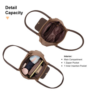 Bolso Tote Minimalista para Mujer, Marca Hody, de Nailon Premium con Cierre de Cremallera, Color Beige, Estilo Casual, Forma Trapezoidal, Auténtico, para el Día de San Valentín - Product Image 5