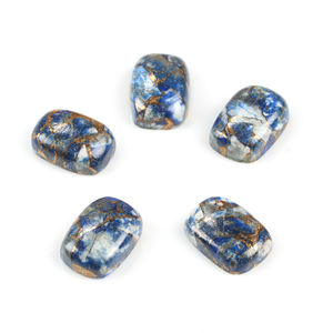 Cabochon calibré en Lapis Lazuli et Cuivre de Mohave naturel, forme coussin 10x14mm, dos plat, pierre précieuse en vrac pour la fabrication de bijoux - Vente en gros - Product Image 6