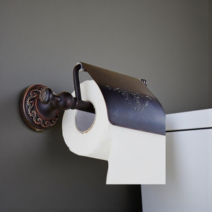 Classic Brass <b>Toilet</b> Paper Holder Wall Mounted With Floral Design Antique Finish Bathroom <b>Accessory</b> - Product Image 5