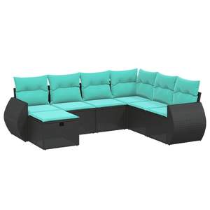 Conjunto de Sofás Modulares Grandes para Jardín, en Ratán Sintético Negro y Acero, Muebles Modernos y Elegantes para Exteriores - Product Image 2