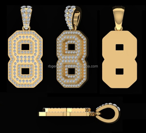 Pendentifs et breloques unisexes personnalisés en or jaune 14 carats, 3 grammes, 0,53 carats, diamant de laboratoire taille brillant, style hip-hop tendance, rhodié - Product Image 2