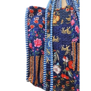 Sac fourre-tout en patchwork matelassé en coton ethnique fait à la main fermeture à glissière sac fourre-tout à bandoulière pour femmes épicerie vêtements de plage - Product Image 3