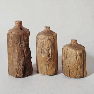 Handmade Rustic Wooden Vases Minimalist Unique Wood Decorative Vase Wabi Sabi Japanese Style Solid Wood Shelf Decor Artistic Pot - Product Image 2