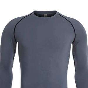 <b>Men's</b> Custom Logo Long Sleeve <b>Compression</b> Breathable Rash Guard Gray Quick Dry Polyester Workout <b>Shirt</b> - Product Image 3