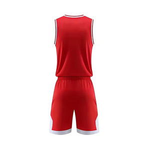 Uniforme de Baloncesto Sublimado Personalizado, Camiseta sin Mangas Roja con Pantalones Cortos, Absorbe la Humedad, Unisex, para Adultos, Ropa Deportiva para Todas las Temporadas - Product Image 3