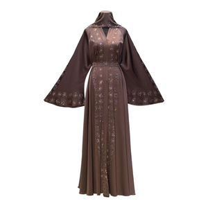 Abaya Modeste de Dubaï en Gros, Perlée et Pailletée, à Manches Longues, Traditionnelle Musulmane, Faite à la Main, pour Mariage, en Polyester, Printemps-Automne - Product Image 4