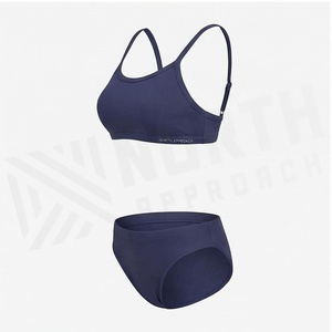 Ensemble de yoga 2 pièces imprimé papillon bleu avec finition dorée, body à col en V profond et jupe portefeuille longueur genou - Product Image 3