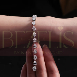 Pulsera de tenis con diamantes cultivados en laboratorio de corte marquesa impecable en oro blanco de 14K, colección de joyería fina sostenible certificada. - Product Image 3
