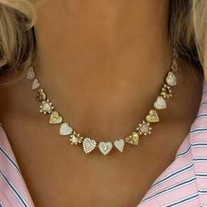 Diamond Heart <b>Statement</b> <b>Necklace</b> 14K 18K Solid Gold Pave Round Baguette Cut Lab Grown Diamond Luxury Bridal Wedding Fine Jewelry - Product Image 5