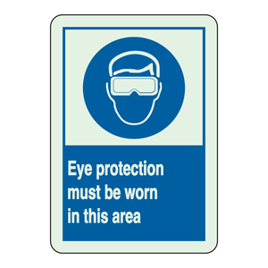 Señal de Protección Ocular BradyGlo: Se Debe Usar - Placa de PC Impresa con UV para Laboratorios y Áreas Industriales - Product Image 1