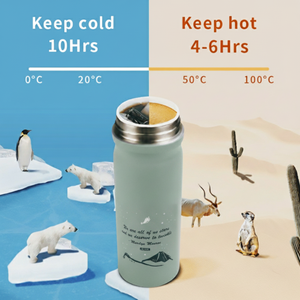 Botella Moderna de Acero Inoxidable 18/8 de 380 ml con Revestimiento de Porcelana, Aislamiento al Vacío de Doble Pared, Retención de Frío de 8-10 Horas, Tapa Abatible - Product Image 4