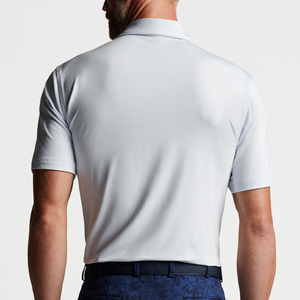 เสื้อโปโลแขนสั้นสีเทาอ่อนสำหรับผู้ชาย ทรงลำลอง ผ้าถัก ทรงปกติ - Product Image 1