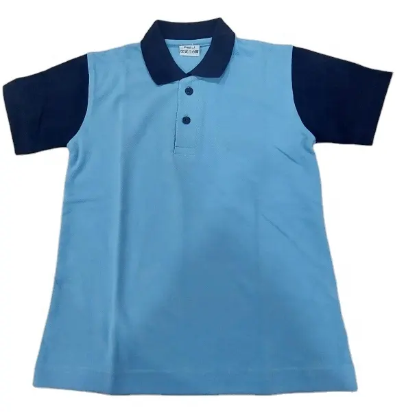 Sky Blue School Uniform Short Sleeve Polo Shirt Customized Digital print Logo possible as per requirement