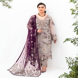 Liquidación de Ropa Pakistaní e India para Mujer al por Mayor, Ramsha Organza Salwar Kameez Dupata, Ropa de Fiesta Bordada Étnica - Product Image 2