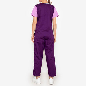 Unisex Short Sleeve Customized Design Hospital <b>Scrub</b> <b>Sets</b> with Needle Detection Seamless Fusing Polyester Fabric - Product Image 2