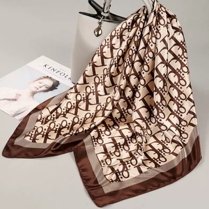 Manufacturer Women's Vintage Stylish <b>Square</b> Neck Long <b>Scarves</b> Designer Luxury Brand Head Hair Ties Silky Multi-Functional <b>Scarf</b> - Product Image 2
