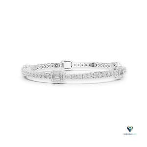Pulsera de Diamantes Cultivados en Laboratorio con Corte Esmeralda de 5.27ct en Oro Blanco de 14K, Pulsera de Eslabones con Halo, Joyería Fina de Oro para Mujer - Product Image 2