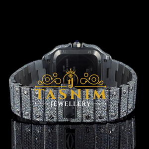 Reloj Deportivo y de Negocios para Hombre con Diamante Moissanite VVS, Cristal Cuadrado, Acero Inoxidable, Chapado en Oro Blanco, Estilo Romano, Simple y Moderno - Product Image 4