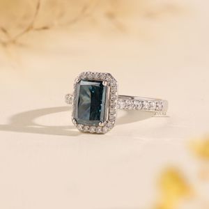 New Collection Emerald Cut Lab Grown <b>Diamond</b> Halo <b>Ring</b> in White Gold 14k White Gold <b>Diamond</b> <b>Ring</b> Luxury Look's VVS-VS Clarity - Product Image 1