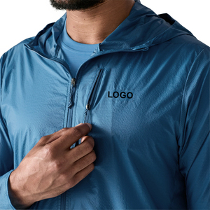 Veste softshell bleue à capuche pour homme avec fermeture éclair et poches, coupe classique, pour toutes les saisons, vêtements d'extérieur - Product Image 4