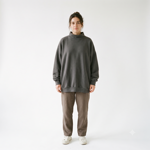 Custom DTG Embroidery Logo Oversized Women's <b>Mock</b> <b>Neck</b> Sweatshirt Pullover Vintage Streetwear Loose Fit Fleece <b>Top</b> for Women - Product Image 1