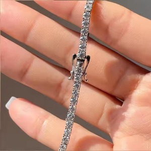New Elegant Vintage Design Multi Shape Moissanite Diamond Bracelet Unisex White Gold Plated at Reasonable Price For Export - Product Image 2