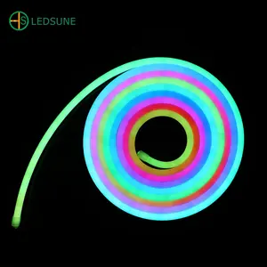 Dynamic Color Changing RGBIC Neon Rope Light 12V 24V Flex Silicone Tube Neon LED Strip Light For Bedroom Living Gaming Room
