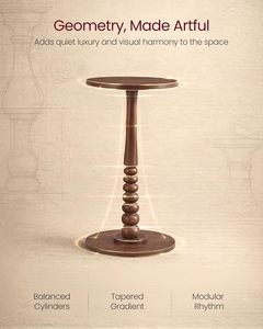 Round Side <b>Table</b>, Small Drink End <b>Table</b> for Small Spaces, Accent Nightstand, Solid Wood <b>Leg</b>, Mid-Century Modern, for L - Product Image 2