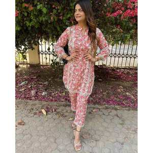 ชุด CO-ORD ทำงานพิมพ์ดิจิตอล georgette รุ่นล่าสุดสีพีช - Product Image 1