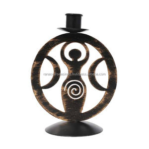 Bougeoir en métal déesse terre noir et cuivre pour centres de table de mariage d'hôtel à la maison pour décorations de noël - Product Image 2