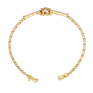 Halo Pave Designer Diamond <b>Bracelet</b> | Jewellery for Women |Lab Grown <b>Flower</b> Cluster Diamond <b>Bracelet</b> in 10k 14K 18k Yellow Gold - Product Image 3