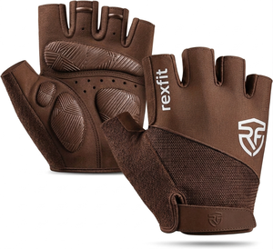 Rexfit Half Finger Gym Gloves Breathable Mesh Non Slip <b>Adjustable</b> Wrist <b>Strap</b> Unisex Weight Lifting Fitness Gloves For Sale - Product Image 1