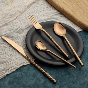 Juego de cubiertos/cubiertos de acero inoxidable de bambú PVD de oro rosa Grado 202/304 Cuchara brillante Tenedor y cuchillo Cuchara para bebé-Hecho EN LA India - Product Image 1