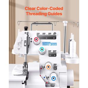 Macchina da Cucire Overlock con 1250 Punti al Minuto, Luce LED, Piedini a Forte Suzione, Capacità 3-4 Fili, Overlock Professionale - Product Image 3