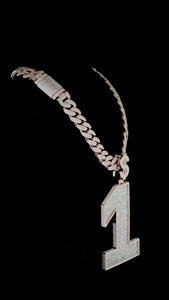 Collier personnalisé numéro 1 avec pendentif en moissanite et chaîne cubaine en argent sterling 925, bijou tendance - Product Image 6