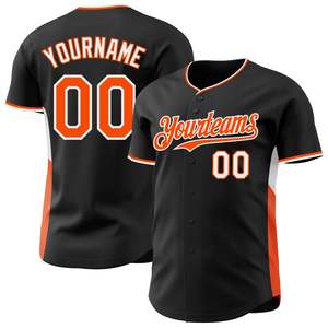Exclusive Black Orange Baseball Team <b>Shirt</b> Full Button <b>Bird</b> Eye Mesh Personalized Logo Name Number Worldwide Wholesale - Product Image 1