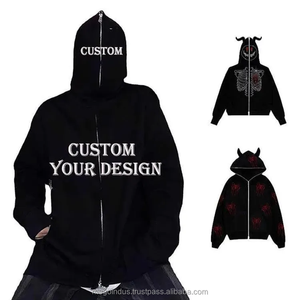 2025 nouveau gros unisexe haute qualité polaire pleine fermeture éclair à capuche hommes Streetwear brodé sweat avec col à capuche - Product Image 3