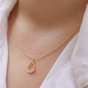 Collier pendentif goutte d'eau ouverte couleur E VVS2 VB-48SR6, collier en diamant de laboratoire en forme de poire en or rose 14 carats, cadeau d'anniversaire - Product Image 1