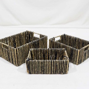 Water Hyacinth Woven Storage Basket Rectangle Organizer <b>Bin</b> Rustic Seagrass Style for <b>Bedroom</b> Bathroom Desktop - Product Image 3