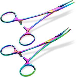 Juego de Pinzas Hemostáticas Rainbow de 5.5 Pulgadas |   Acero Curvado y Recto |   Pinzas Quirúrgicas de Bloqueo para Veterinaria y Medicina de By Grip Surgical - Product Image 2