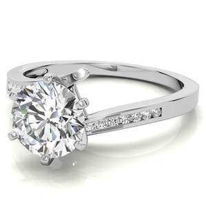 Round Cut Moissanite <b>Ring</b> 925 Sterling <b>Silver</b> White Gold Plated Classic <b>Solitaire</b> Luxury Engagement Wedding Promise Bridal <b>Ring</b> - Product Image 3
