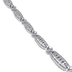 4.12 Cttw Round Baguette White Natural Diamond Tennis Bracelet 925 Sterling Silver 6.5 Inch, Prong <b>Set</b> Wide Bracelet for Women - Product Image 3
