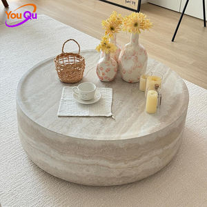 Mesa de Centro de Piedra Caliza Circular de Diseño Creativo, Estilo Nórdico Wabi Sabi, Minimalista y de Lujo Ligero - Product Image 3