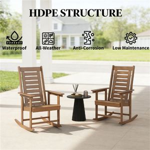 Set di 2 Sedie a Dondolo Marroni per Esterni, Ideali per Terrazze - Product Image 2